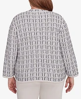 Alfred Dunner Plus Romancing the Stone Textured Collared Knit Jacket