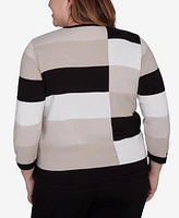 Alfred Dunner Plus Romancing the Stone Beaded Colorblocked Sweater