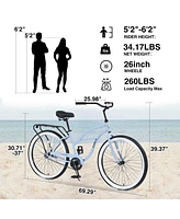 Streamdale Furniture 17-inch Single-Speed Cruiser Bike with Classic Comfort Features