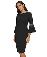 Calvin Klein Women's Embellished Bell-Sleeve Sheath Dress