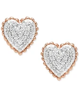 Diamond Cluster Heart Stud Earrings (1/10 ct. t.w.) in 10k Rose Gold