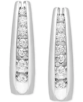 Diamond Graduated J Hoop Earrings (1/5 ct. t.w.) 10k White or Yellow Gold