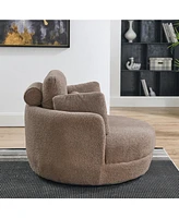 Streamdale Furniture 39" W Oversized Swivel Chair With Moon Storage Ottoman, 4 Pillows