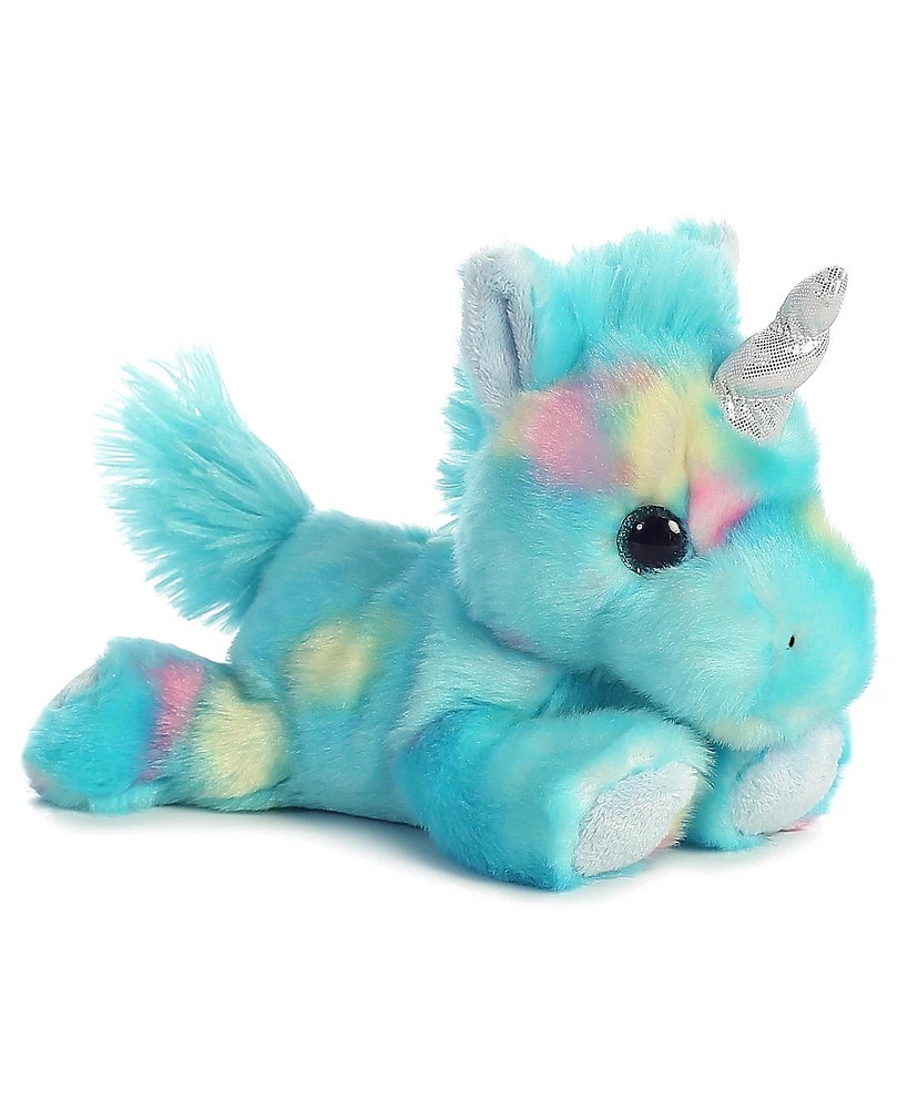 Aurora Small Blueberryripple Unicorn Bright Fancies Vibrant Plush Toy Blue 7"