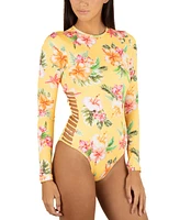 Hurley Juniors' Malia Floral-Print Cut-Out Back-Zip Surf Suit