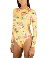 Hurley Juniors' Malia Floral-Print Cut-Out Back-Zip Surf Suit