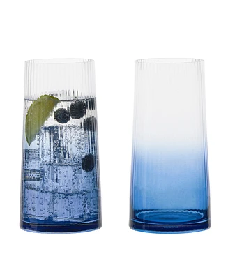 Anton Studio Designs Empire Blue Highball Tumblers, Set of 2