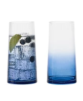 Anton Studio Designs Empire Blue Highball Tumblers, Set of 2