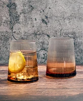 Anton Studio Designs Empire Double Old Fashioned Tumblers Amber, Set of 2