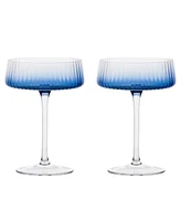 Anton Studio Designs Empire Blue Champagne Coupes, Set of 2