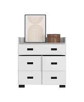 Streamdale Furniture Alyn Dresser, Four Legs, Four Drawers, One Double Drawer, Superior Top - White