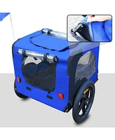 Streamdale Furniture Blue High Quality 16 Inch Air Wheel Pet Bike Trailer For Dogs Foldable Bicycle Pet Trailer