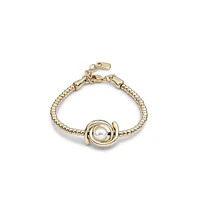 UNOde50 One Strand Elastic Double Moon Bead Metal Bracelet