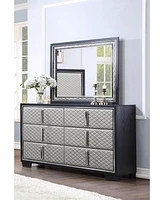 Streamdale Furniture Nicola Mirror Silver Pu & Black Finish