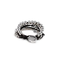 UNOde50 Sterling Silver-plated Leather Rows Bracelet