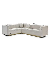 Streamdale Furniture Modern Beige Velvet Sectional Sofa with Pillows