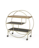 Streamdale Furniture Contemporary 3-Shelf Bookcase with Gold Iron Frame and Tempered Glass Shelves