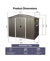 Streamdale Furniture 8ft x 6ft Outdoor Metal Storage Shed with Window Grey(W540S00016)