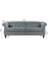 Streamdale Furniture 84.65" Rolled Arm Chesterfield 3 Seater Sofa