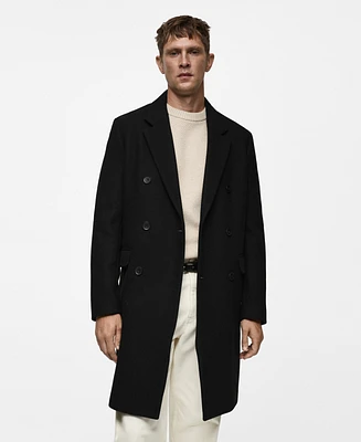 Mango Men's Wool Double-Breasted Coat