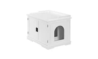 Slickblue Cat Litter Box Enclosure Cabinet, Large Wooden Indoor Storage Bench, Side Table with Pet Mat