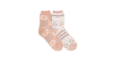 Muk Luks Women's 2 Pair Pack Heat Retainer Crew Socks