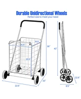 Sugift Portable Folding Shopping Cart Utility for Grocery Laundry