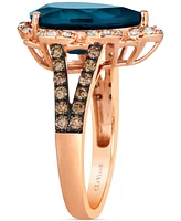 Le Vian Deep Sea Blue Topaz (4-3/4 ct. t.w.) & Diamond (1/2 ct. t.w.) Pear-Shape Statement Ring in 14k Rose Gold