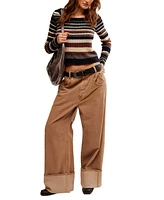 Free People Women's Lumen Striped Cropped Sweater