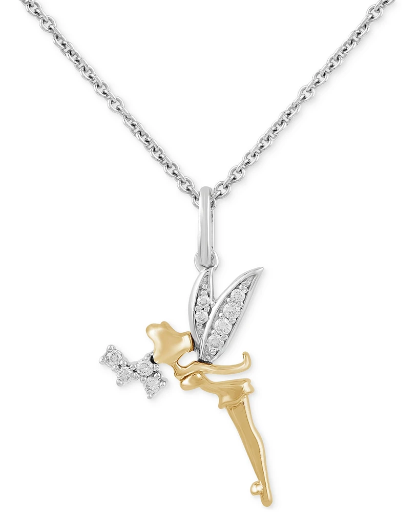 Disney Enchanted Vault Diamond Tinker Bell 18" Pendant Necklace (1/10 ct. t.w.) in Sterling Silver and 14k Gold