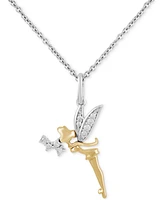 Disney Enchanted Vault Diamond Tinker Bell 18" Pendant Necklace (1/10 ct. t.w.) in Sterling Silver and 14k Gold