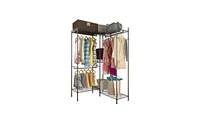 Slickblue Metal Closet Organizer with Portable Garment Rack, Clothes Hanger, and Home Shelf for Efficient Storage