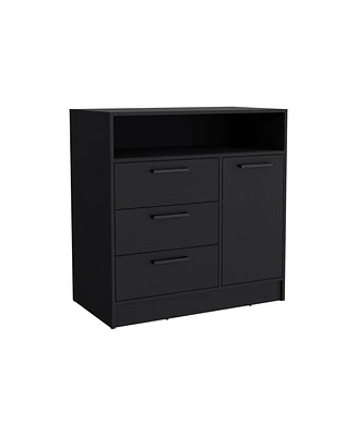 Lizton Dresser with Spacious 3-Drawer and Single-Door Storage Cabinet, Black