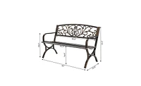 Slickblue 50" Butterfly Back Bronze Iron Bench – Elegant Outdoor Seating with Cross Feet Design