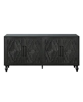 Slickblue Black Storage Cabinet With Carved Door Design