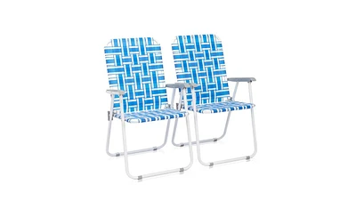 Slickblue Set of 2 Folding Beach Chairs – Steel Tube Frame, 120kg Weight Capacity