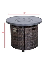 Mondawe 25" H x 32" W Aluminum Outdoor Fire Pit Table with Lid(Espresso)