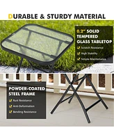 Sugift 18 Inch Square Patio Bistro Table with Rustproof Frame