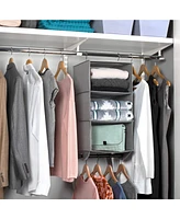 Florida Brands Hanging Closet Organizer with Shelves and Black Metal Rod