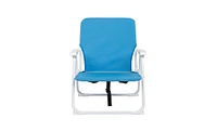 Load-Bearing 100kg Blue Oxford Cloth Beach Chair – Lightweight White Iron Frame Folding Chair