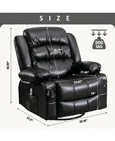 Slickblue Massage Swivel Rocker Recliner Chair with Vibration and Heat Ergonomic Lounge Chair for Relaxation