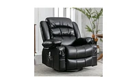 Slickblue Massage Swivel Rocker Recliner Chair with Vibration and Heat Ergonomic Lounge Chair for Relaxation