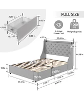 gaomon Upholstered Platform Bed With Storage Headboard, Charging Station, And 4 Drawers - Wood Slat Support, Easy Assembly - No Box Spring Needed