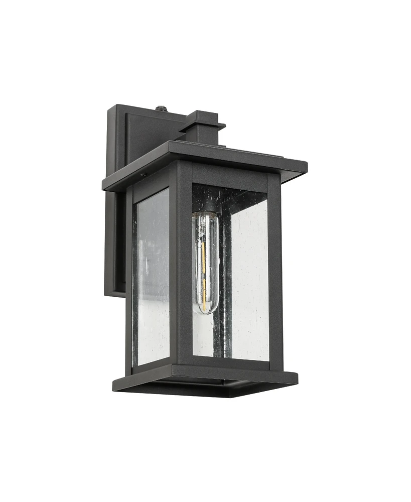 Flynama 1-Light Black Not Motion Sensing Dusk to Dawn Outdoor Hardwired Wall Lantern Sconce with No Bulbs Included