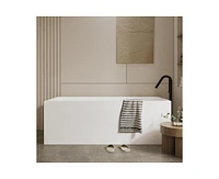 gaomon 67" Acrylic Freestanding Bathtub,Contemporary Rectangular Shape Soaking Tub With Chrome Drain and Minimalist Linear Design Overflow, Easy to In