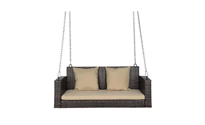 Slickblue 49in Rattan Swing Chair with Cushion (Swing Frame Not Included)