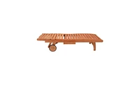 Slickblue Outdoor Garden Fir Wooden Bed with Wheels and Drawers