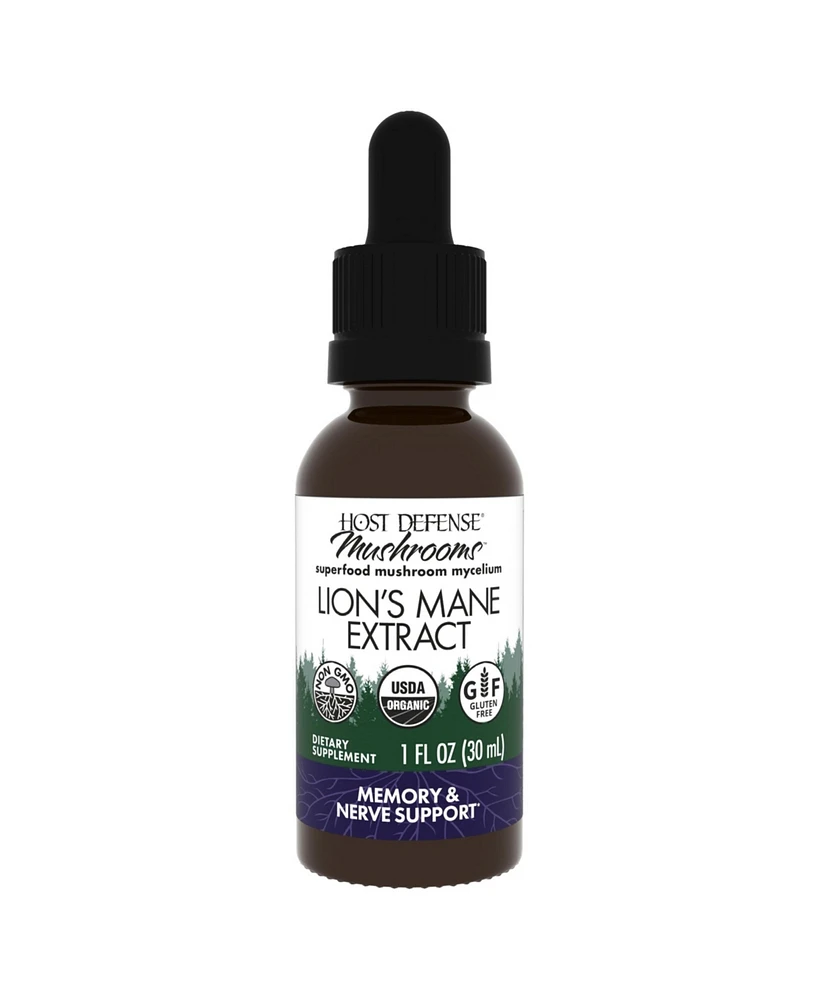 Host Defense Lion's Mane Extract - Brain Health Support Supplement - Mushroom Supplement to Support Focus & Memory Function