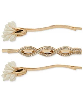 lonna & lilly Gold-Tone 3-Pc. Set Gypsum & Crystal Flower & Infinity Hair Pins