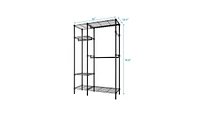 Slickblue Portable Metal Closet Organizer Garment Rack with Clothes Hanger and Home Shelf for Optimal Storage